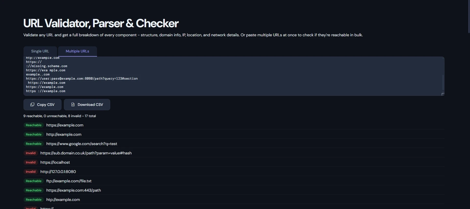 URL Parser output breakdown