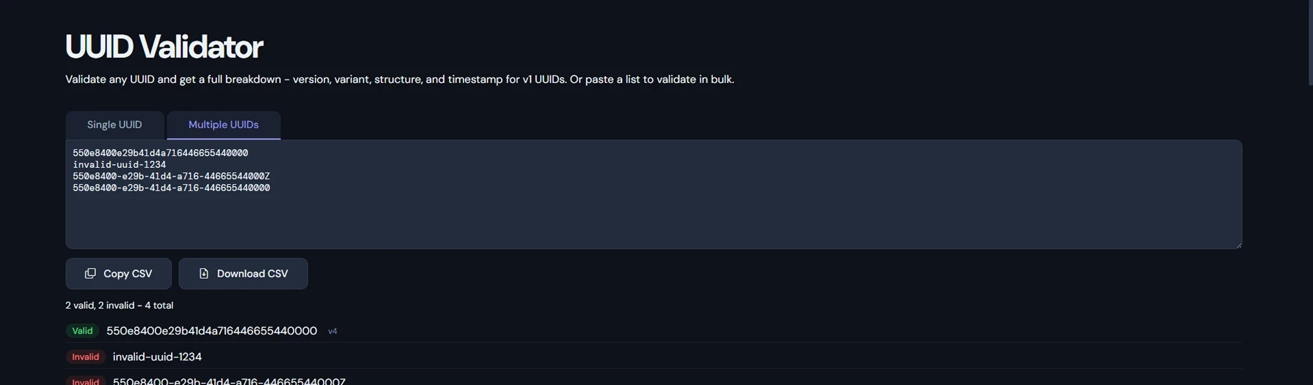 UUID Inspector version details
